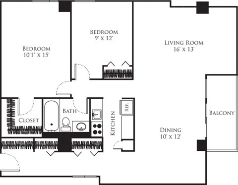 Three bedroom floor plan image